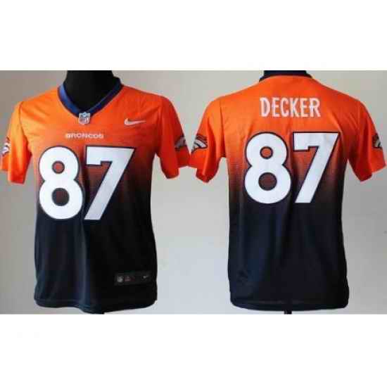 Youth Nike Denver Broncos 87 Eric Decker Orange Blue Elite Drift Fashion II NFL Jerseys